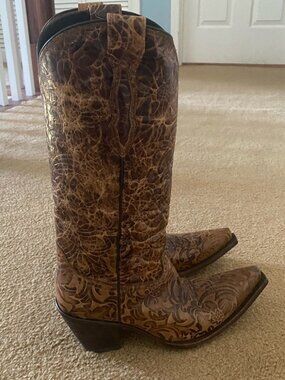 Women's Lucchese Leather Cowboy Boots M5711 Autumn Dry Leaf Leather